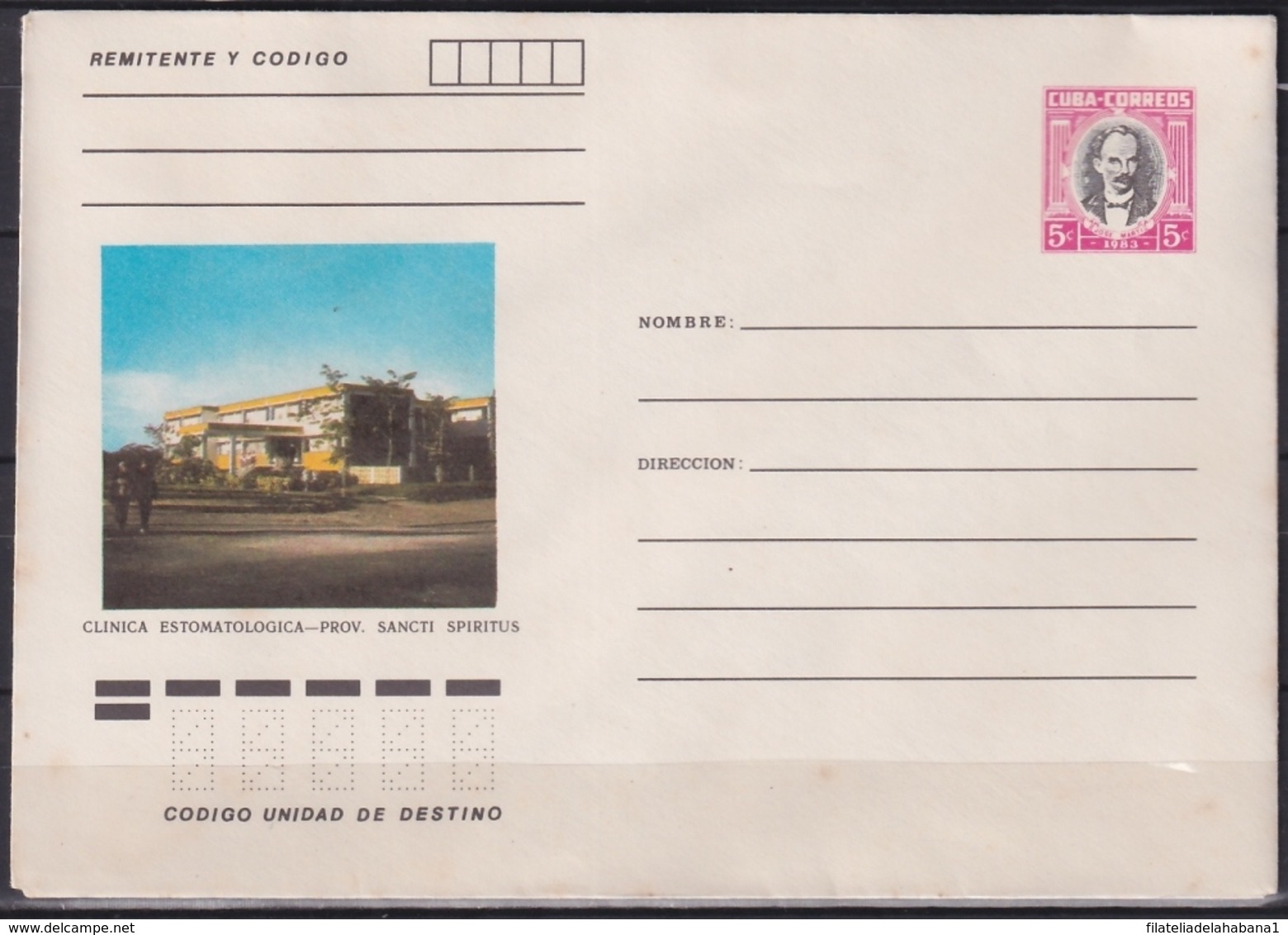 1983-EP-232 CUBA 1983 5c POSTAL STATIONERY COVER. LAS TUNAS, HOSPITAL ERNESTO CHE GUEVARA. - Briefe U. Dokumente