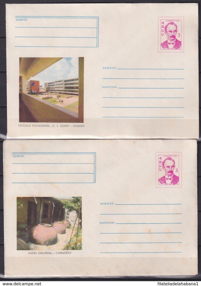1975-EP-114 CUBA 1975 COMPLETE SET 10 POSTAL STATIONERY COVER COMPLETE YEAR. - Storia Postale
