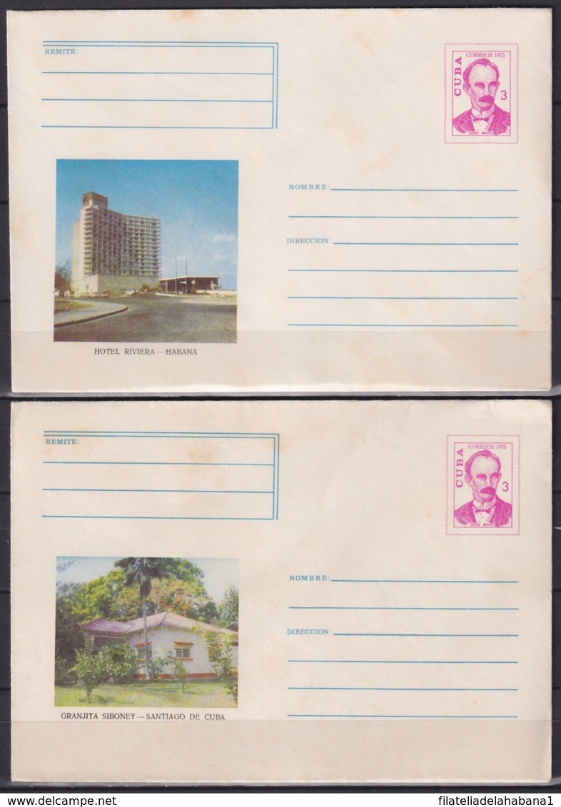 1975-EP-115 CUBA 1975 COMPLETE SET 10 POSTAL STATIONERY COVER COMPLETE YEAR. - Storia Postale