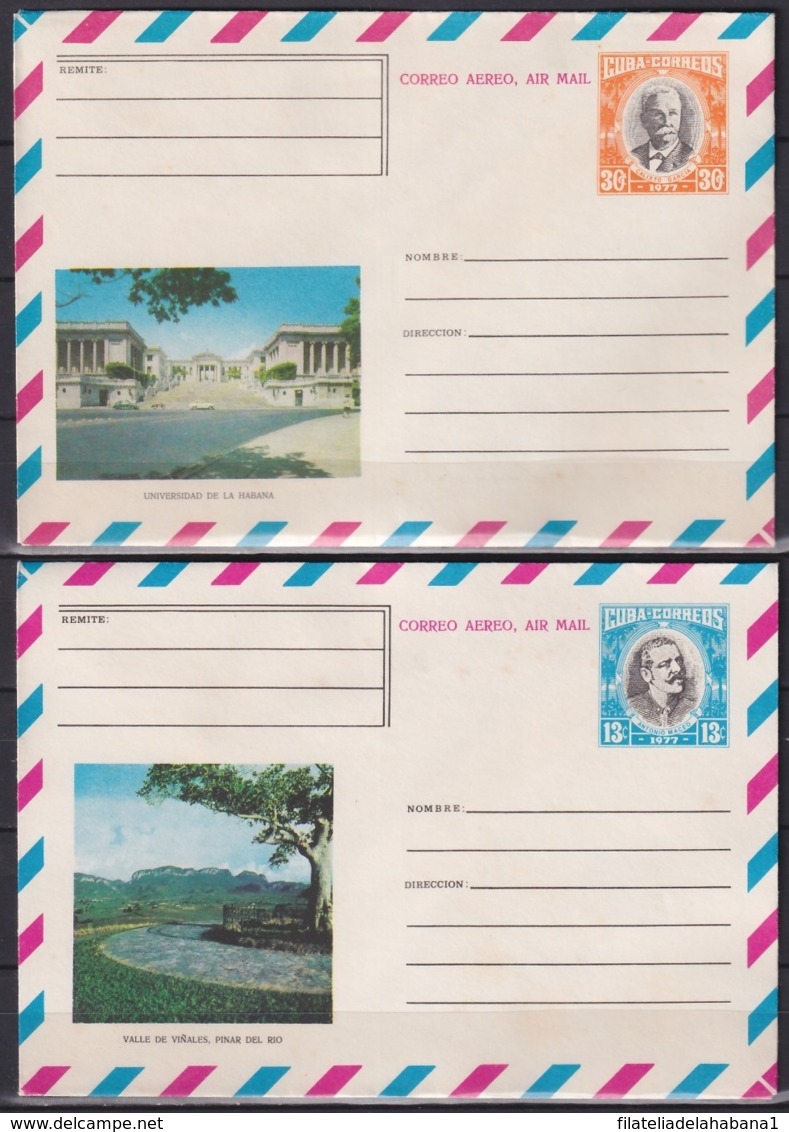 1977-EP-68 CUBA 1977 COMPLETE SET 5 POSTAL STATIONERY COVER COMPLETE YEAR. - Cartas & Documentos