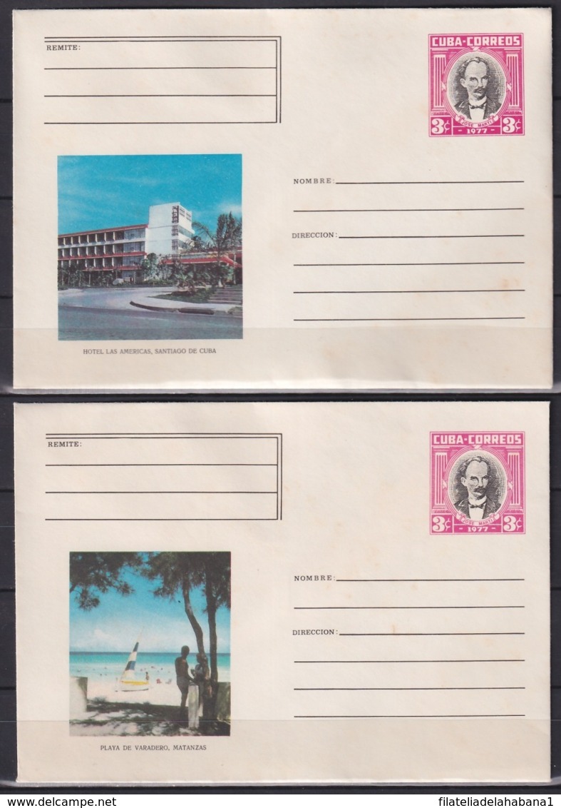 1977-EP-68 CUBA 1977 COMPLETE SET 5 POSTAL STATIONERY COVER COMPLETE YEAR. - Lettres & Documents