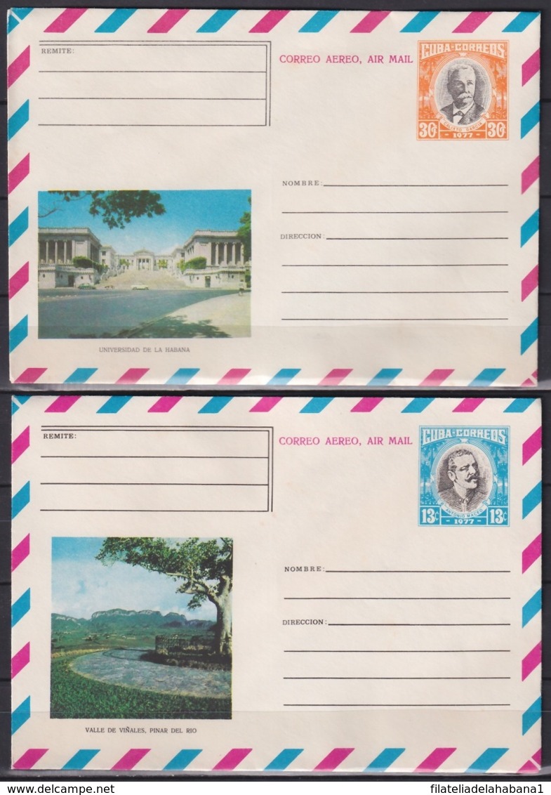 1977-EP-69 CUBA 1977 COMPLETE SET 5 POSTAL STATIONERY COVER COMPLETE YEAR. - Storia Postale