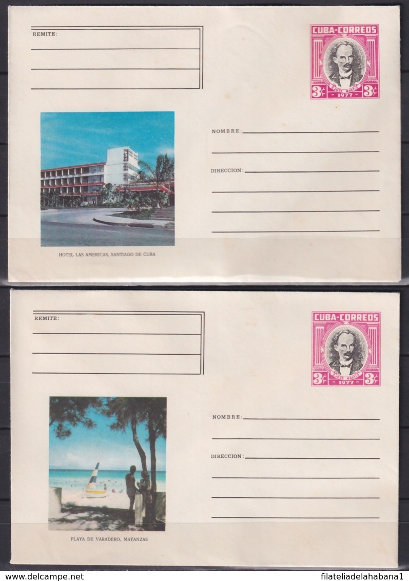 1977-EP-69 CUBA 1977 COMPLETE SET 5 POSTAL STATIONERY COVER COMPLETE YEAR. - Storia Postale