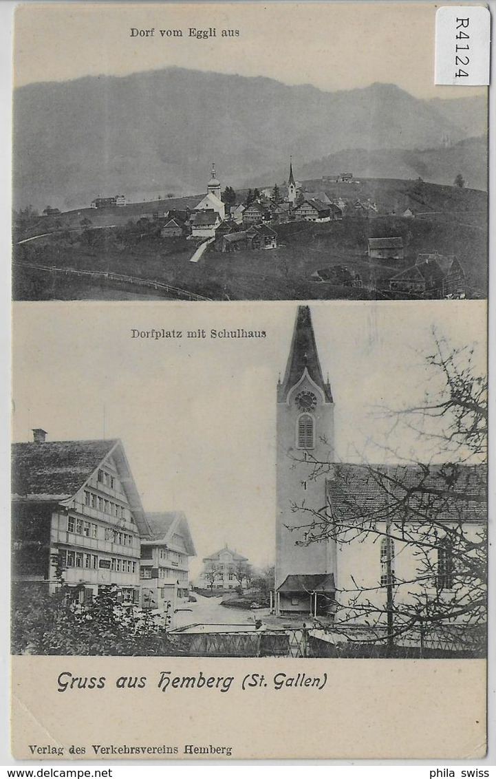 Gruss Aus Hemberg - Dorf Vom Eggli Aus Dorfplatz Mit Schulhaus - Hemberg