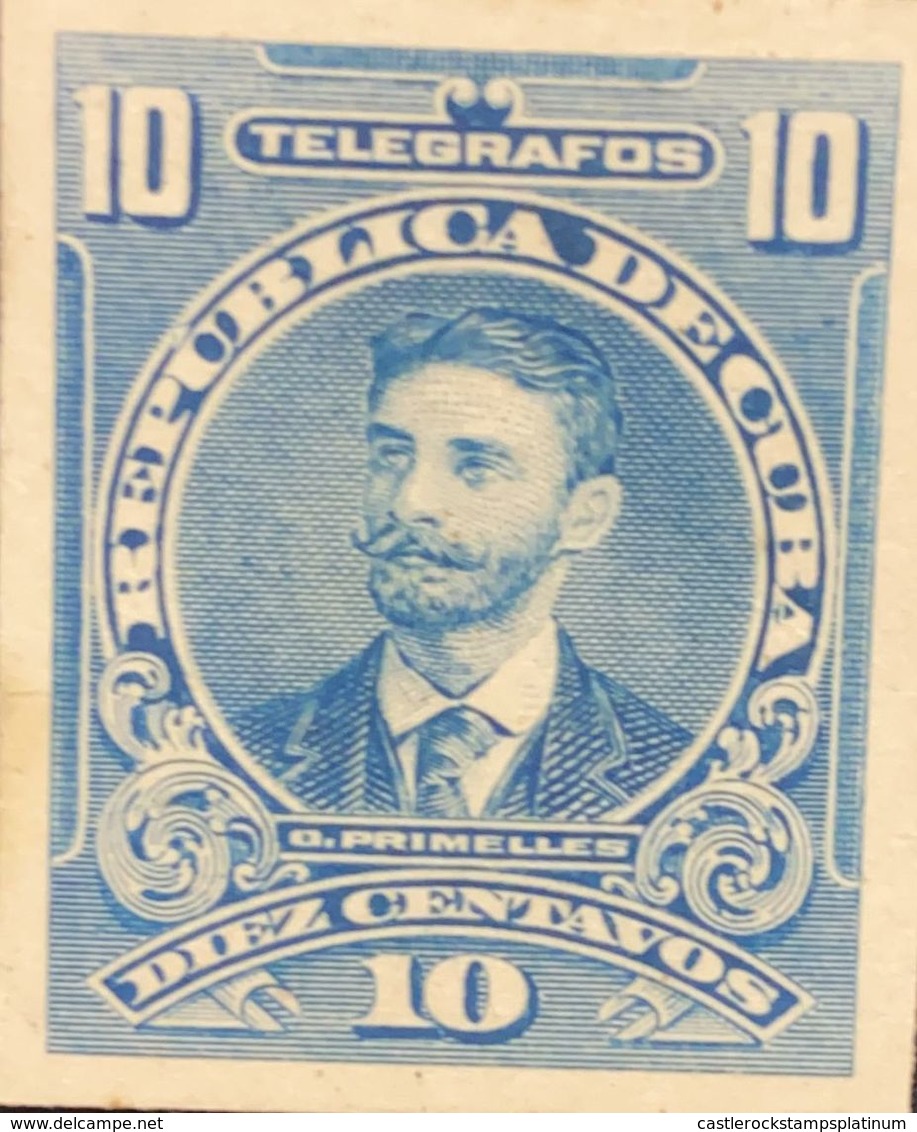 L) 1910 CUBA- CARIBE, PRIMELLES, TELEGRAPH, 10C, BLUE, DIE PROOFS AMERICAN BANK NOTE - Telégrafo