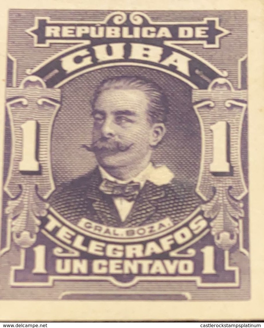 L) 1910 CUBA-CARIBE, GENERAL BOZA, PURPLE, 1C, TELEGRAPH, DIE PROOFS AMERICAN BANK NOTE - Telegraafzegels