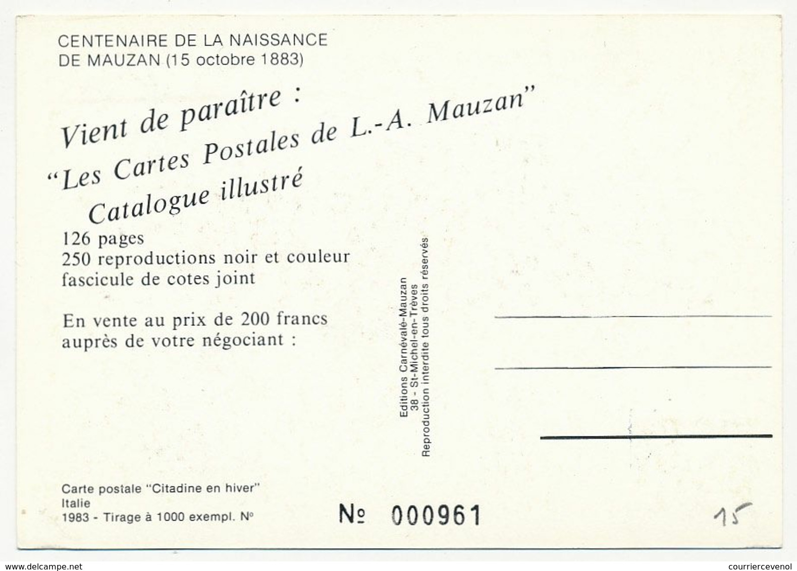 FRANCE - 1 CP Publicitaire MAUZAN Avec Cachet Commémoratif "Retour En 1900 - 19/7/1987 - 51 Ste Marie Du Lac Missement" - Cachets Commémoratifs