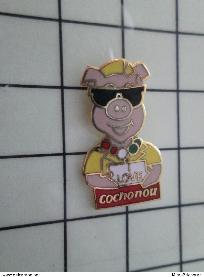 2719 Pin's Pins / Beau Et Rare / THEME : ALIMENTATION / I LOVE COCHONOU PORC AVEC DES LUNETTES - Diving