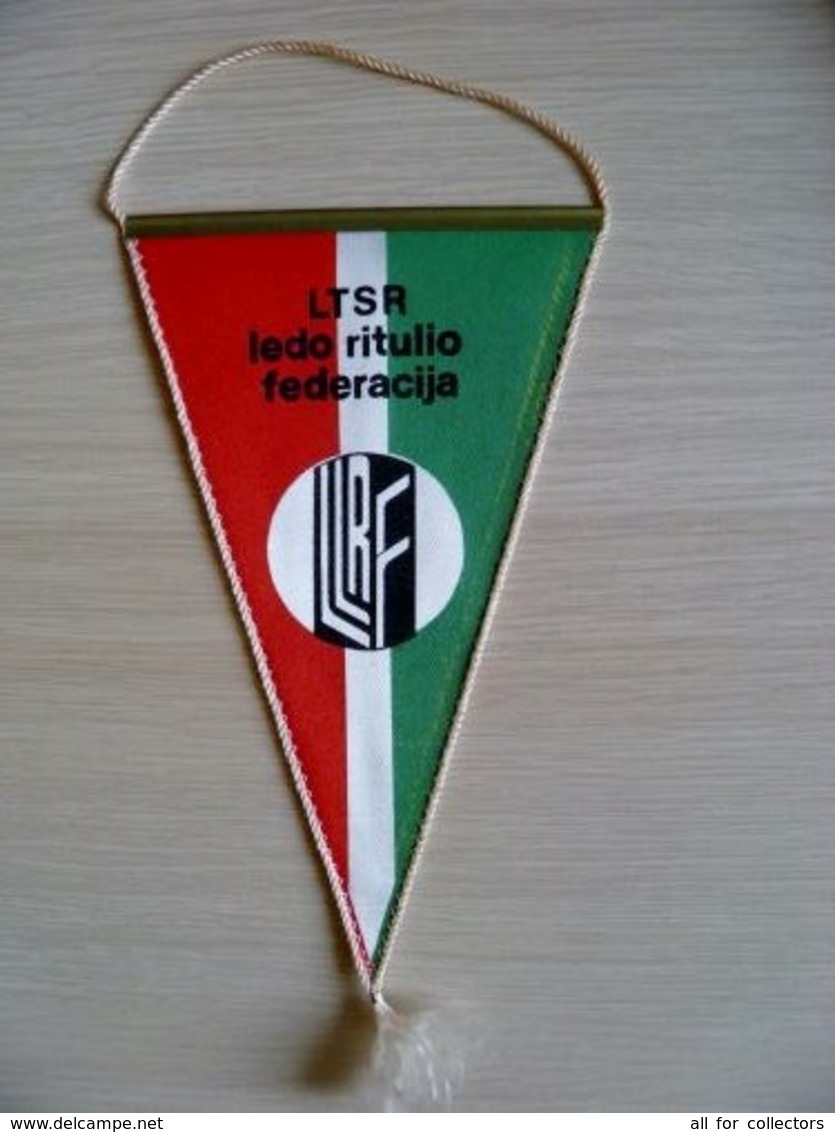 Fanion Pennant Wimpel Oficial Ice Hockey Federation Of Soviet Period Lithuania Vilnius - Apparel, Souvenirs & Other