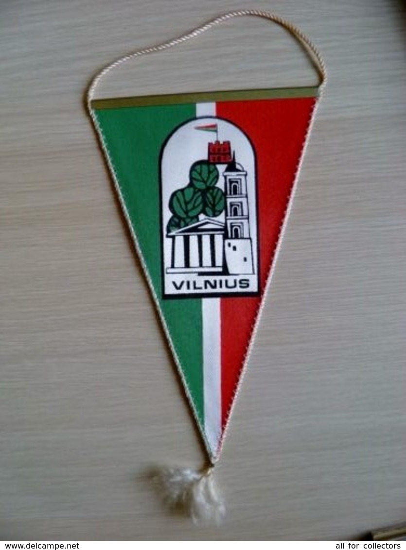 Fanion Pennant Wimpel Oficial Ice Hockey Federation Of Soviet Period Lithuania Vilnius - Apparel, Souvenirs & Other