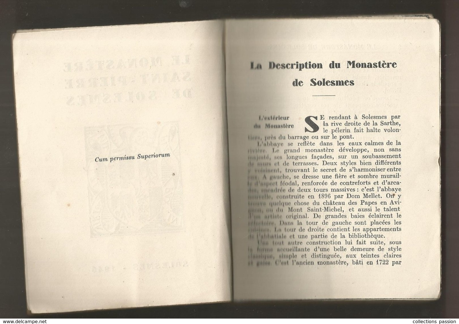 Régionalisme ,Sarthe ,religion , LE MONASTERE DE SAINT PIERRE DE SOLESMES ,1946, 98 Pages ,  Frais Fr 3.95 E - Pays De Loire