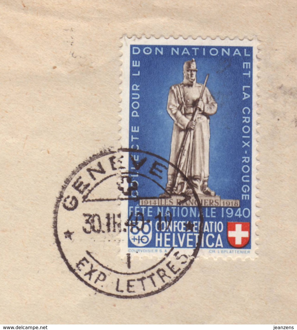 Lettre Aff 30c Les Rangiers Θ Genève 30.03.1940 -->Marburg -Zensur/Censored/Censure OKW E Sans Θ De Contrôle - Covers & Documents