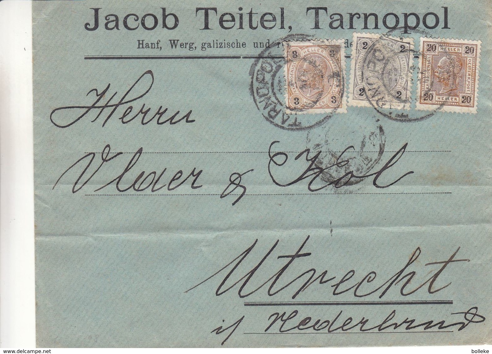 Autriche - Lettre De 1904 ? - Oblit Tarnopol - Exp Vers Utrecht - - Lettres & Documents