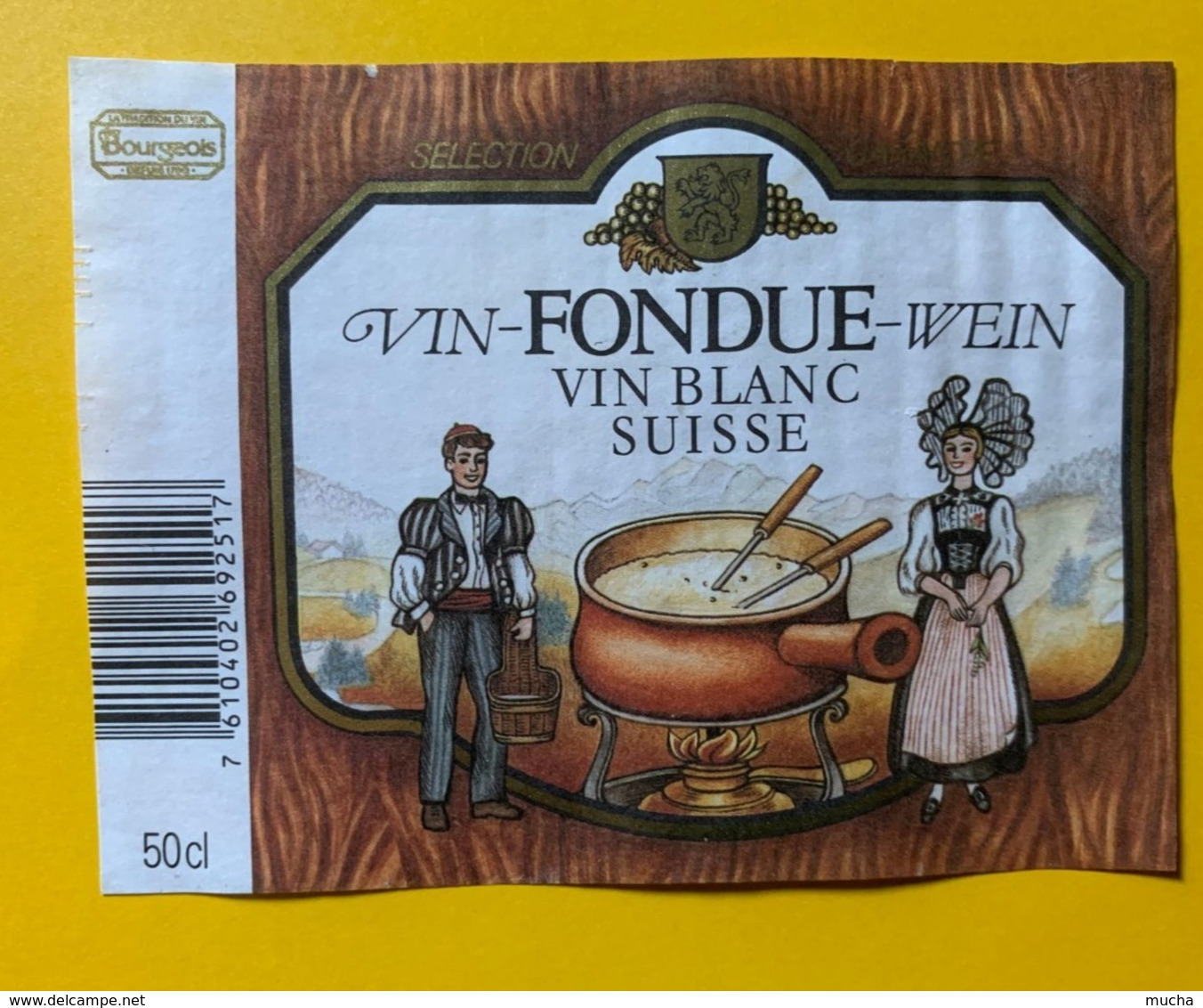 15613 - Vin Fondue Wein Vin Blanc Suisse Sélection Bourgeois - Fondue