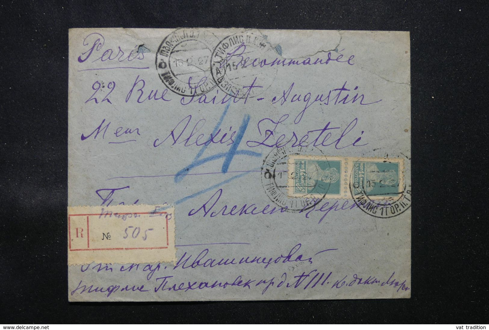 U.R.S.S. - Enveloppe En Recommandé Pour Paris En 1927 - L 68447 - Storia Postale