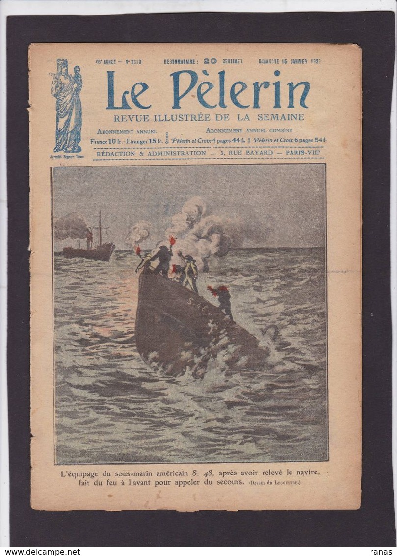 Revue Le Pélerin  N° 2338 De 1922 Sous Marin Angleterre Sanglier AUTUN - Autres & Non Classés