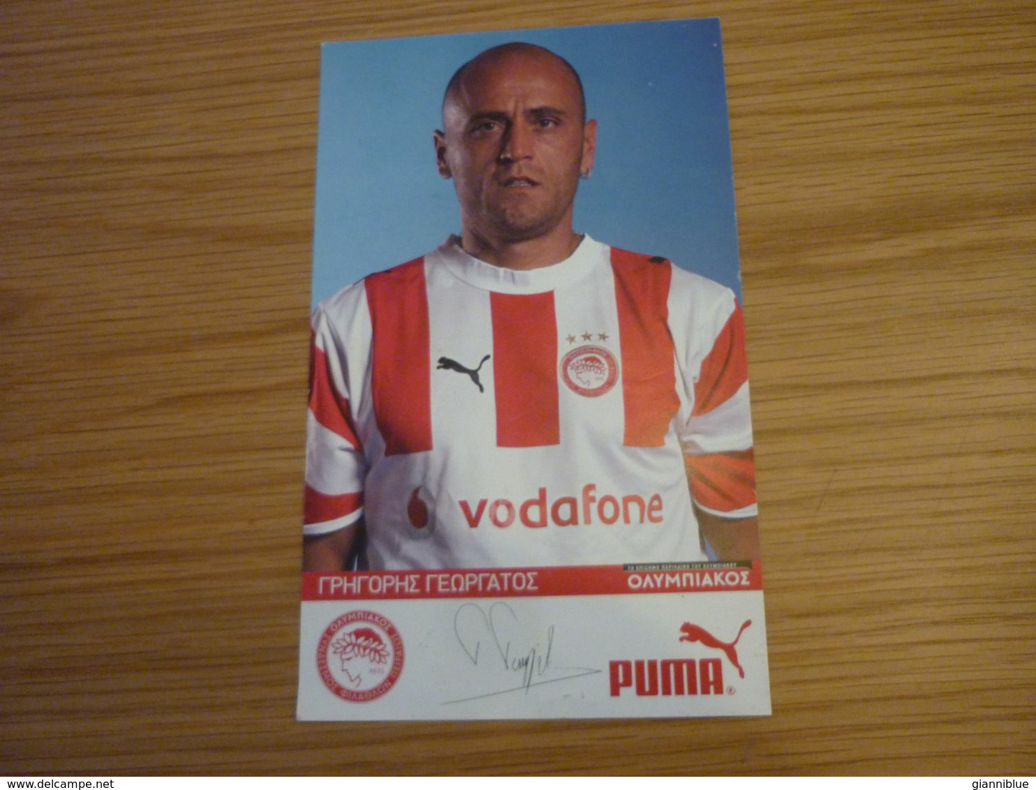 Grigoris Georgatos Olympiakos Football Soccer Puma Printed Autograph Card - Autographes