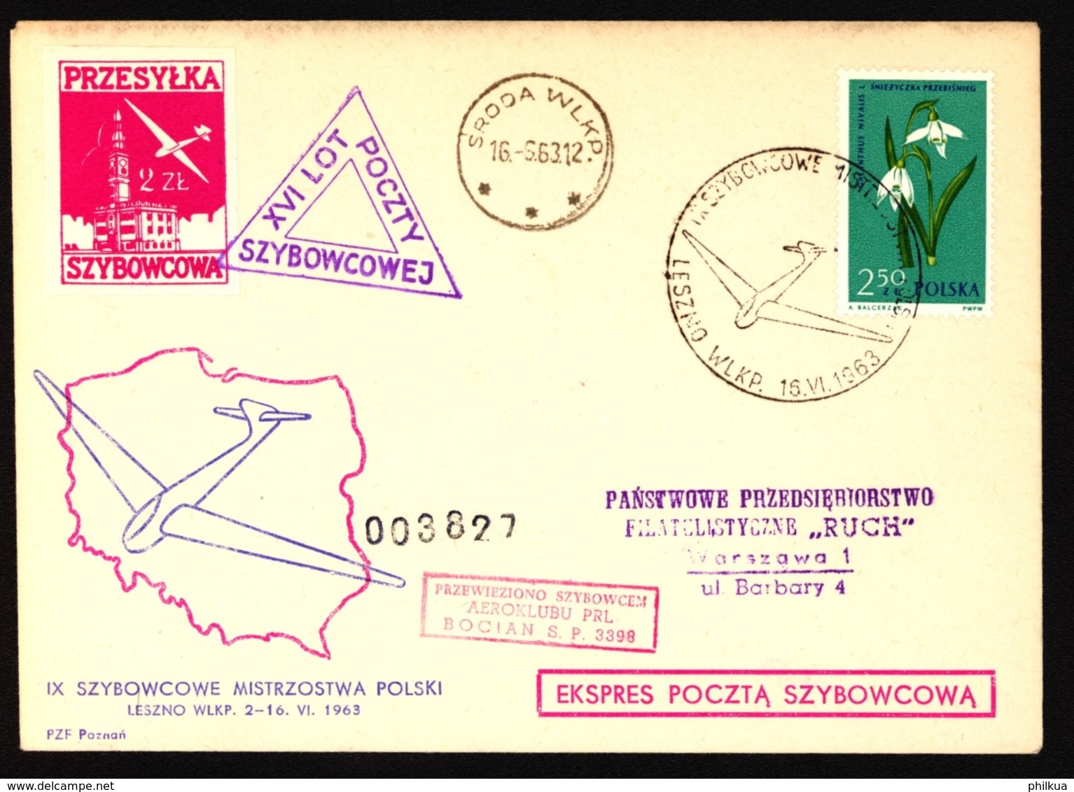 Polen 1963 Segelflug-Beleg Gemäss Scan - Gleitflieger