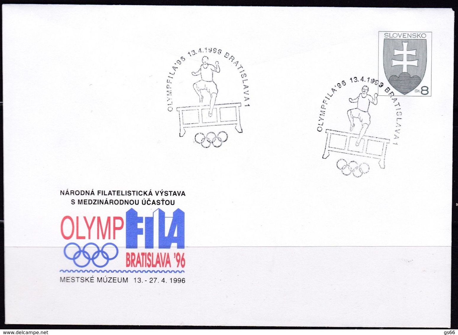 Slowenko, 1996,  U 7, OLYMPHILA BRATISLAVA - Enveloppes