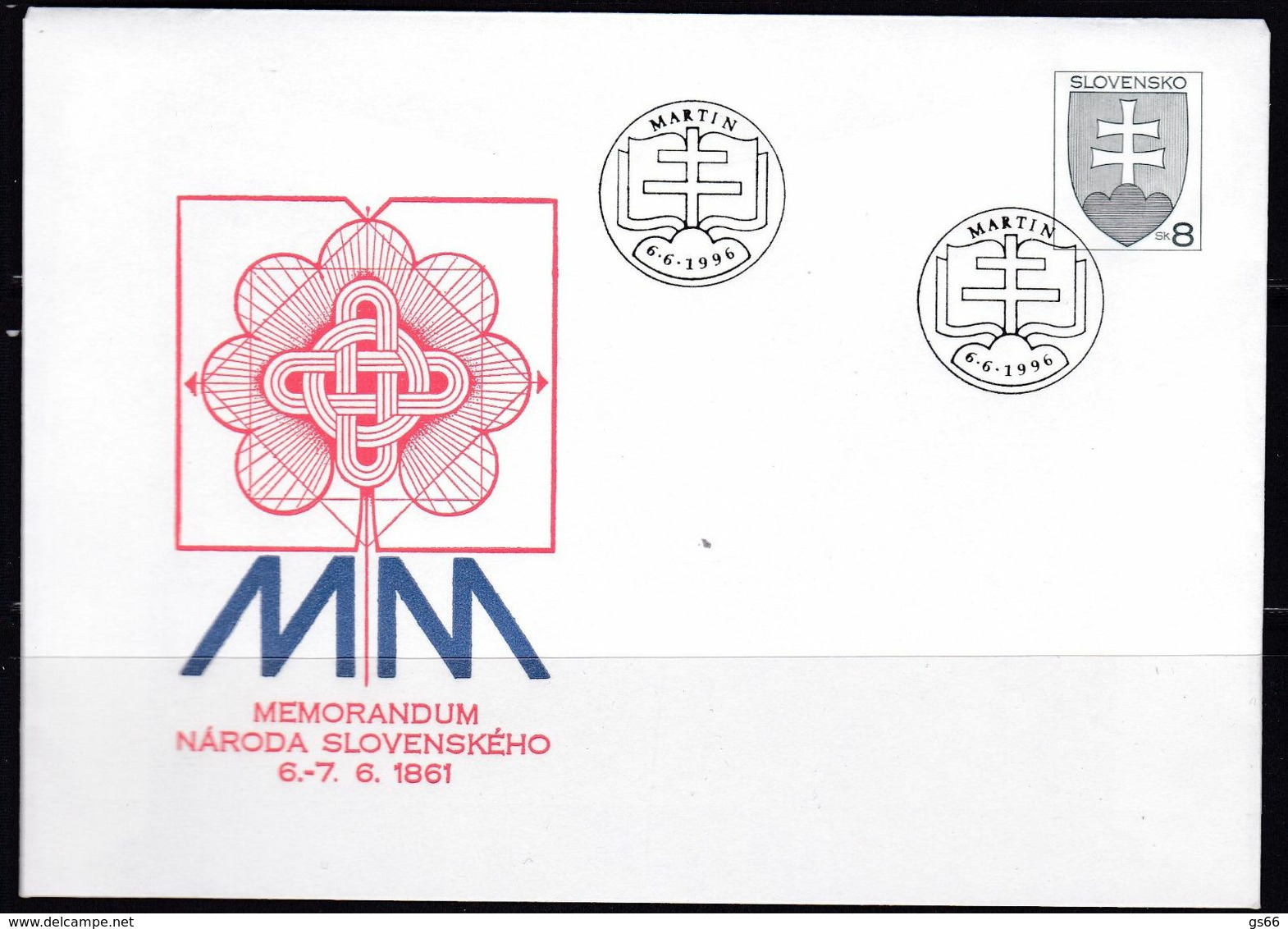 Slowenko, 1996,  U 8 I, Memorandum Des Slowakischen Volkes - Enveloppes