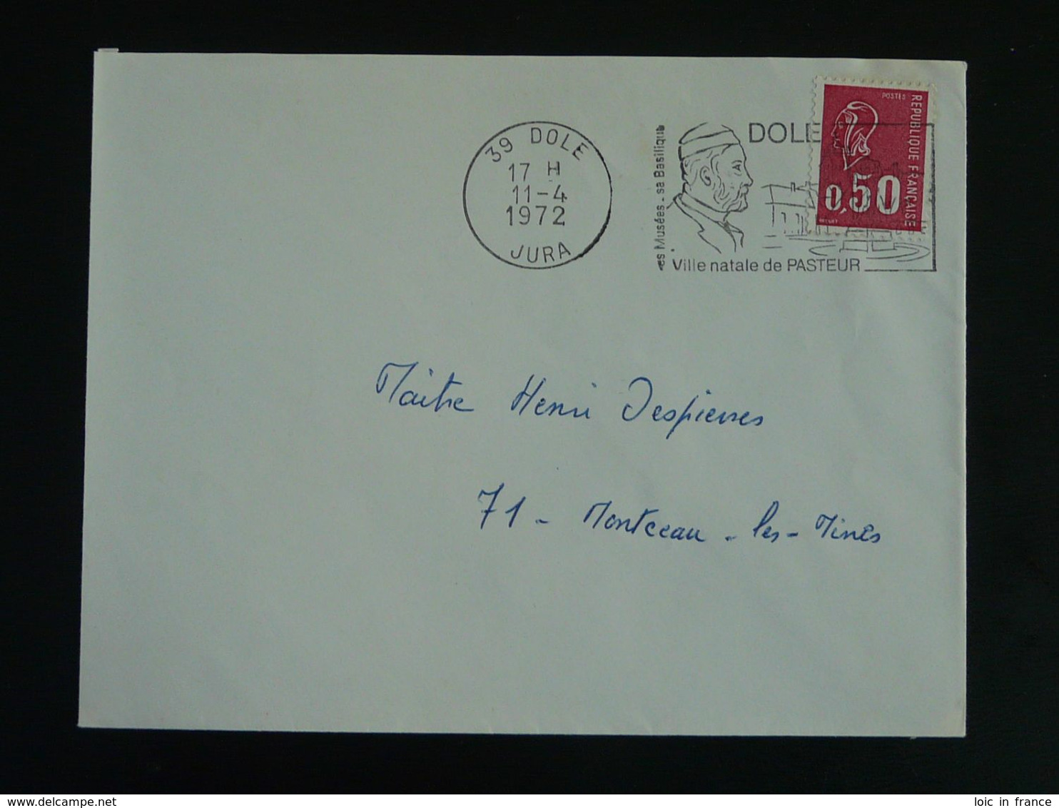39 Jura Dole Ville Natale De Pasteur 1972 - Flamme Sur Lettre Postmark On Cover - Louis Pasteur