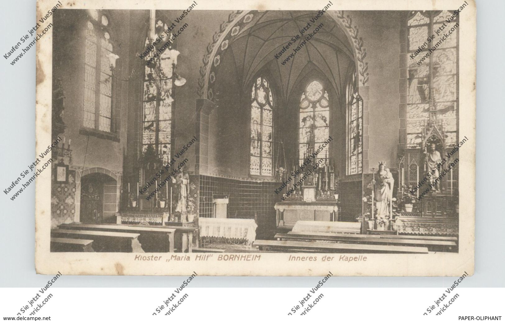 5303 BORNHEIM, Kloster Maria Hilf, Innenansicht, 1917, Bahnpost - Bornheim