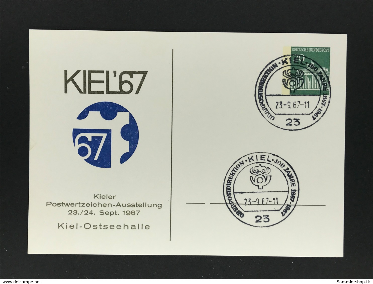 Privatganzsache Postwertzeichen-Ausstellung Kiel 1967 - Privatpostkarten - Gebraucht