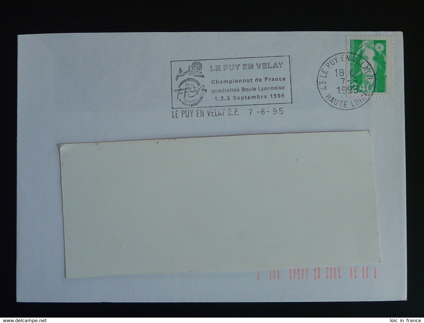 43 Haute Loire Le Puy En Velay Championnat Boule Lyonnaise 1995 (ex 2) - Flamme Sur Lettre Postmark On Cover - Petanca