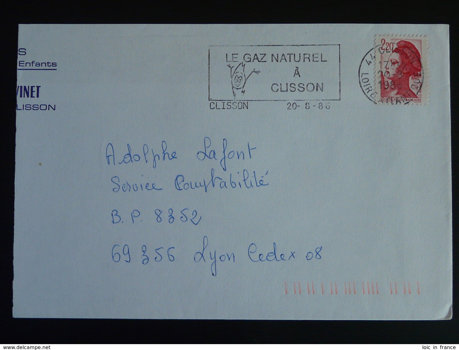 44 Loire Atlantique Clisson Arrivée Du Gaz Naturel 1986 - Flamme Sur Lettre Postmark On Cover - Gas