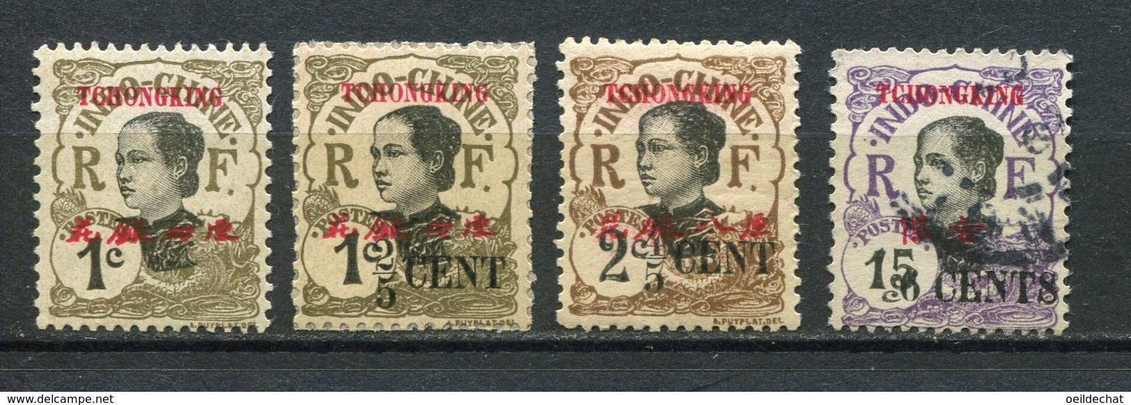 19263 TCH'ONG-K'ING N°65, 82/3, 87 */ **/ °  Timbres D'Indochine De 1907 Et 1919  Surchargés   1908-19  B/TB - Ungebraucht