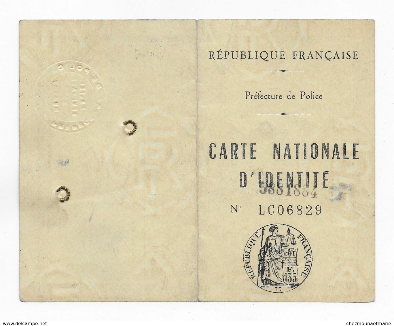 1959 ANTHONIOZ MARCEL NE 1901 LES GUETS HAUTE SAVOIE HABITANT RUE MARGUERIN PARIS 14 - CARTE IDENTITE - Documents Historiques