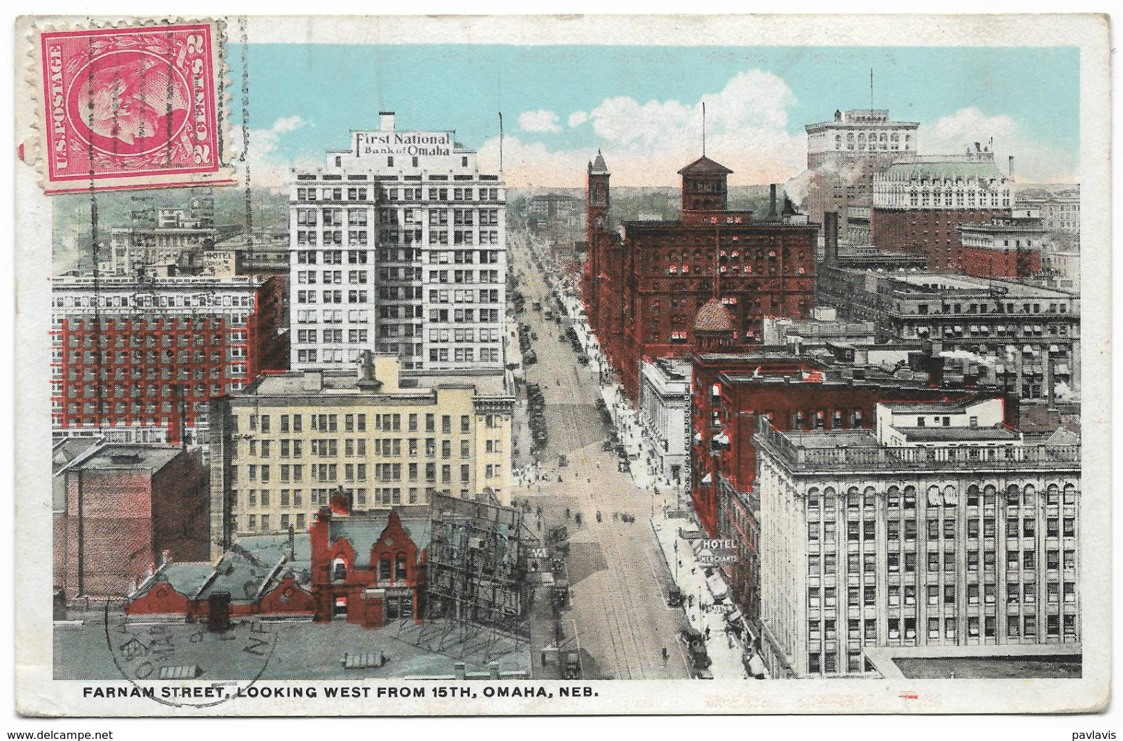 USA – Omaha – Farnam Street, Looking West From 16th – A Stamp 2 Cents – Year 1921 - Omaha