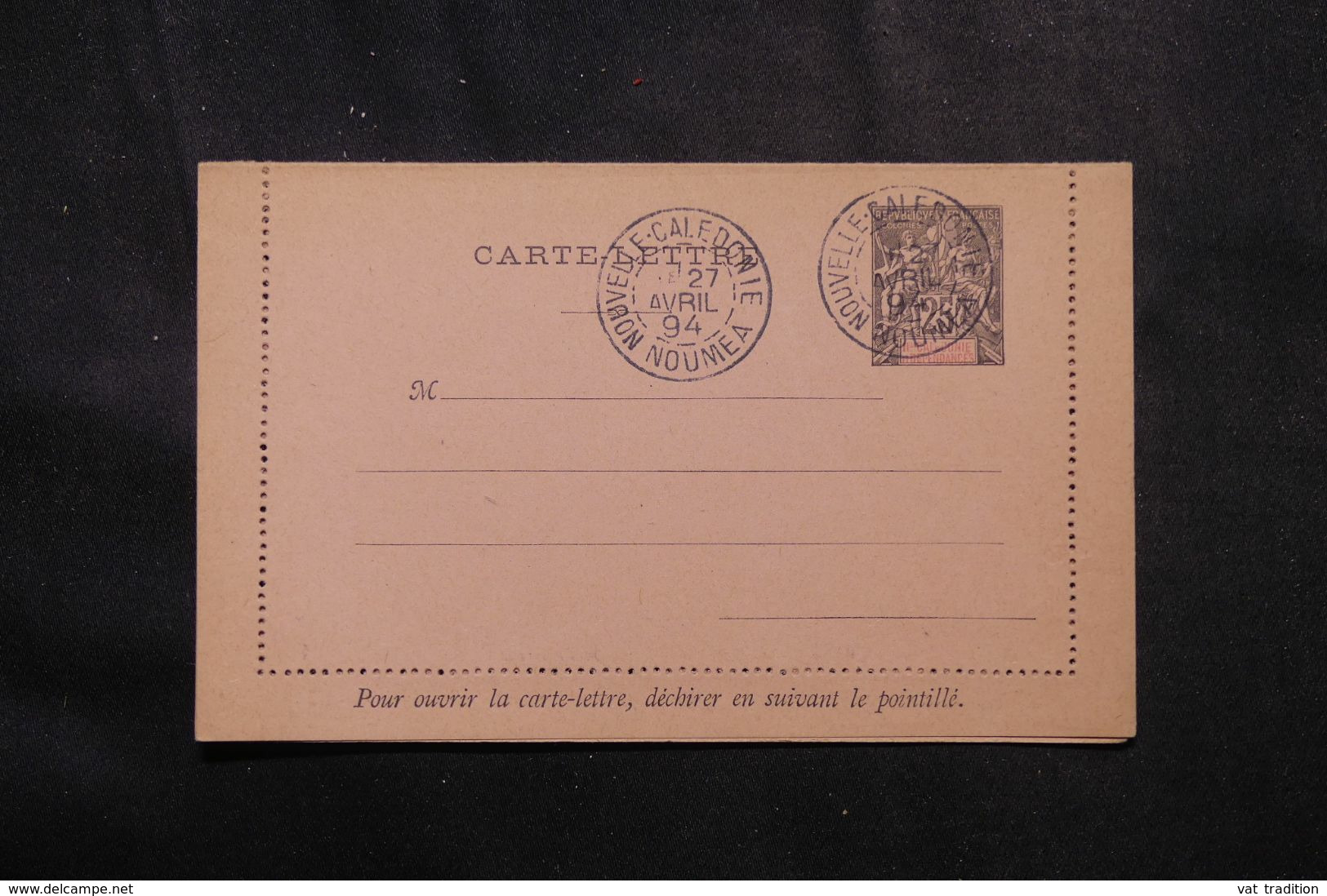 NOUVELLE CALÉDONIE - Entier Postal Type Groupe (carte Lettre ) Non Circulé Avec Oblitération De Nouméa En 1894 - L 68565 - Entiers Postaux