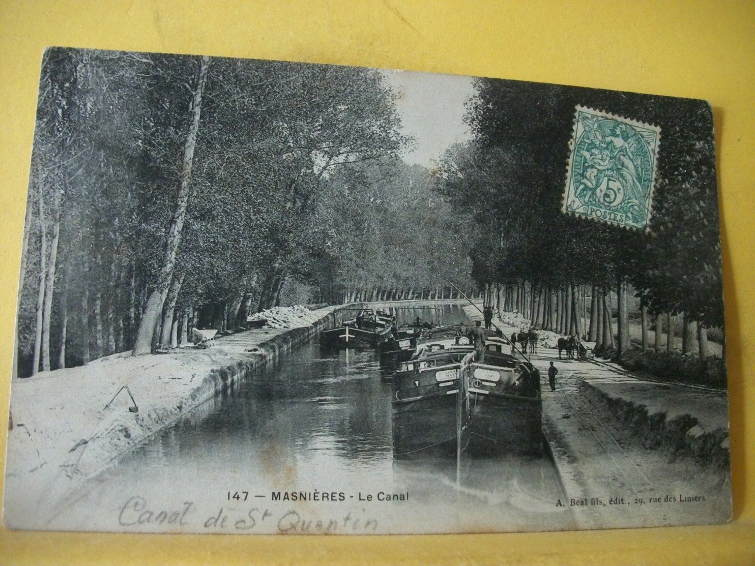 62 404 CPA 1906 - 62 MASNIERES. LE CANAL - ANIMATION. PENICHES - Embarcaciones