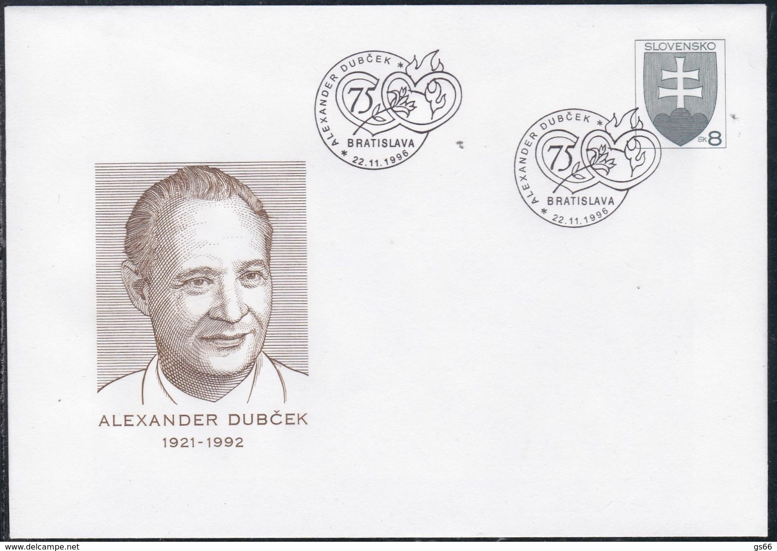 Slowenko, 1996,  U 16, ALEXANDER DUBCEK - Enveloppes