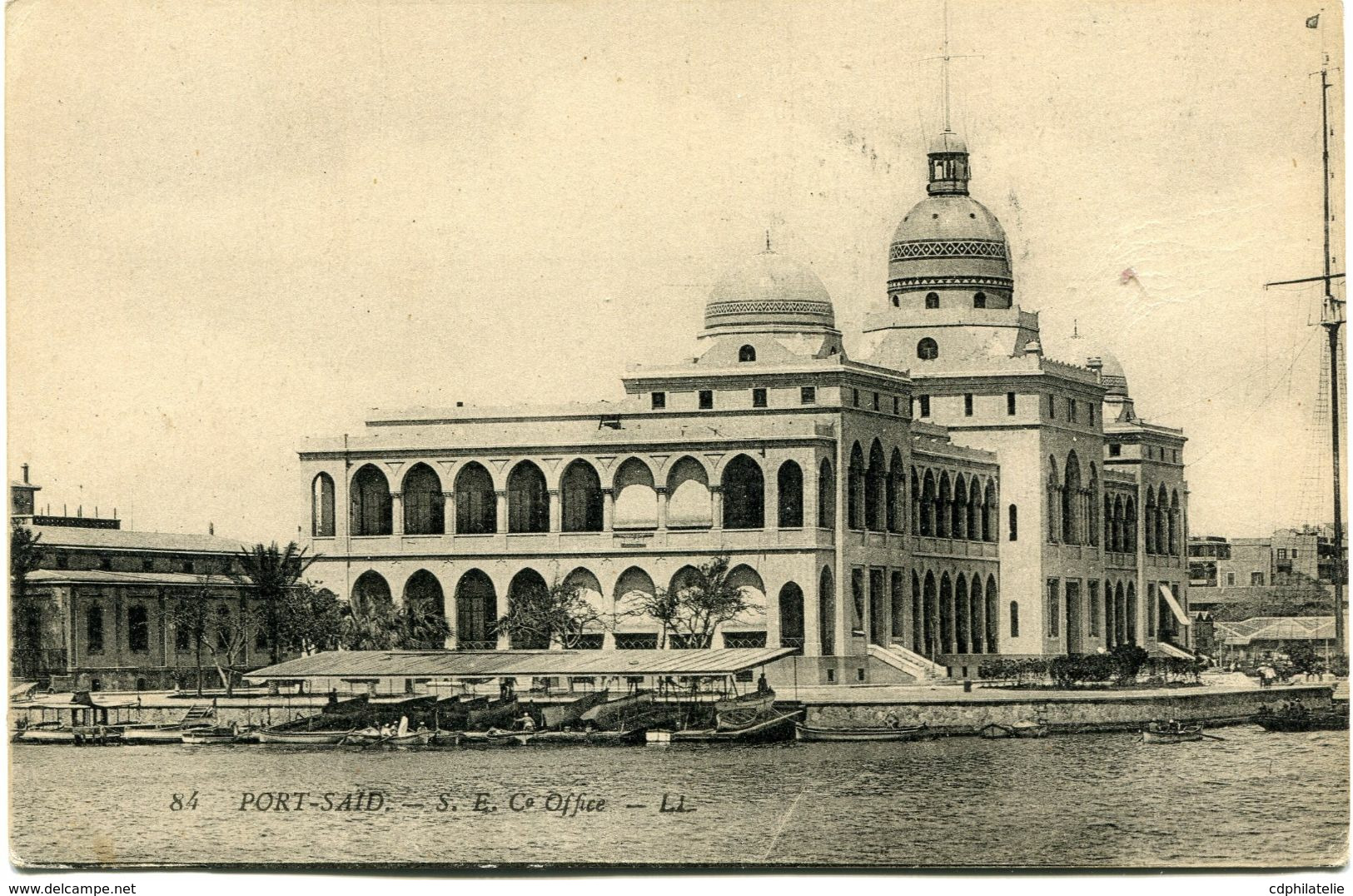 PORT-SAID CARTE POSTALE -PORT-SAID -LES BUREAUX DE LA Cie SUD-EST DEPART PORT-SAID 30-11-21 EGYPTE TAXEE A PORT-SAID.... - Cartas & Documentos