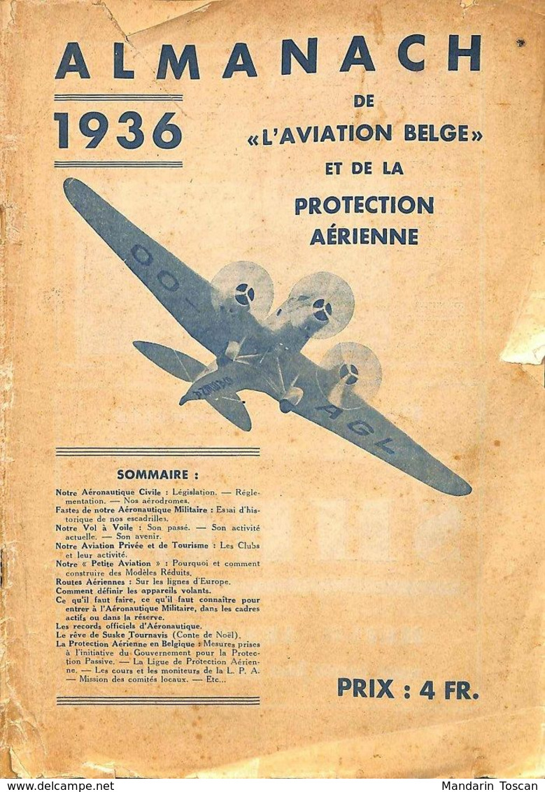 Almanach De L'aviation Belge Et De La Protection Aérienne 1936 - 1901-1940