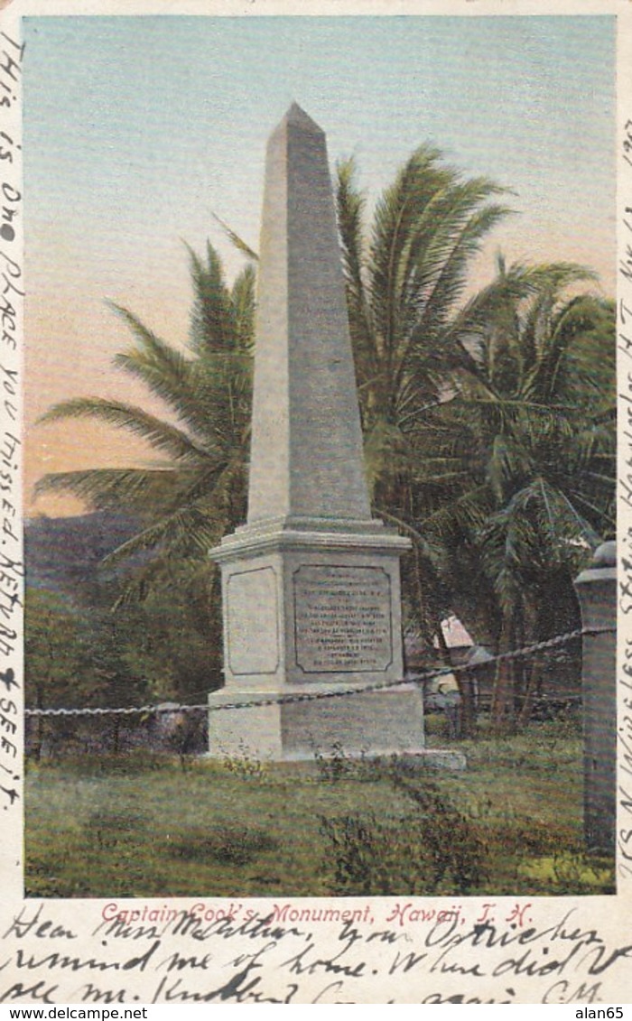 Kealakekua Hawaii, Captain Cook Monument, C1900s Vintage Postcard - Big Island Of Hawaii