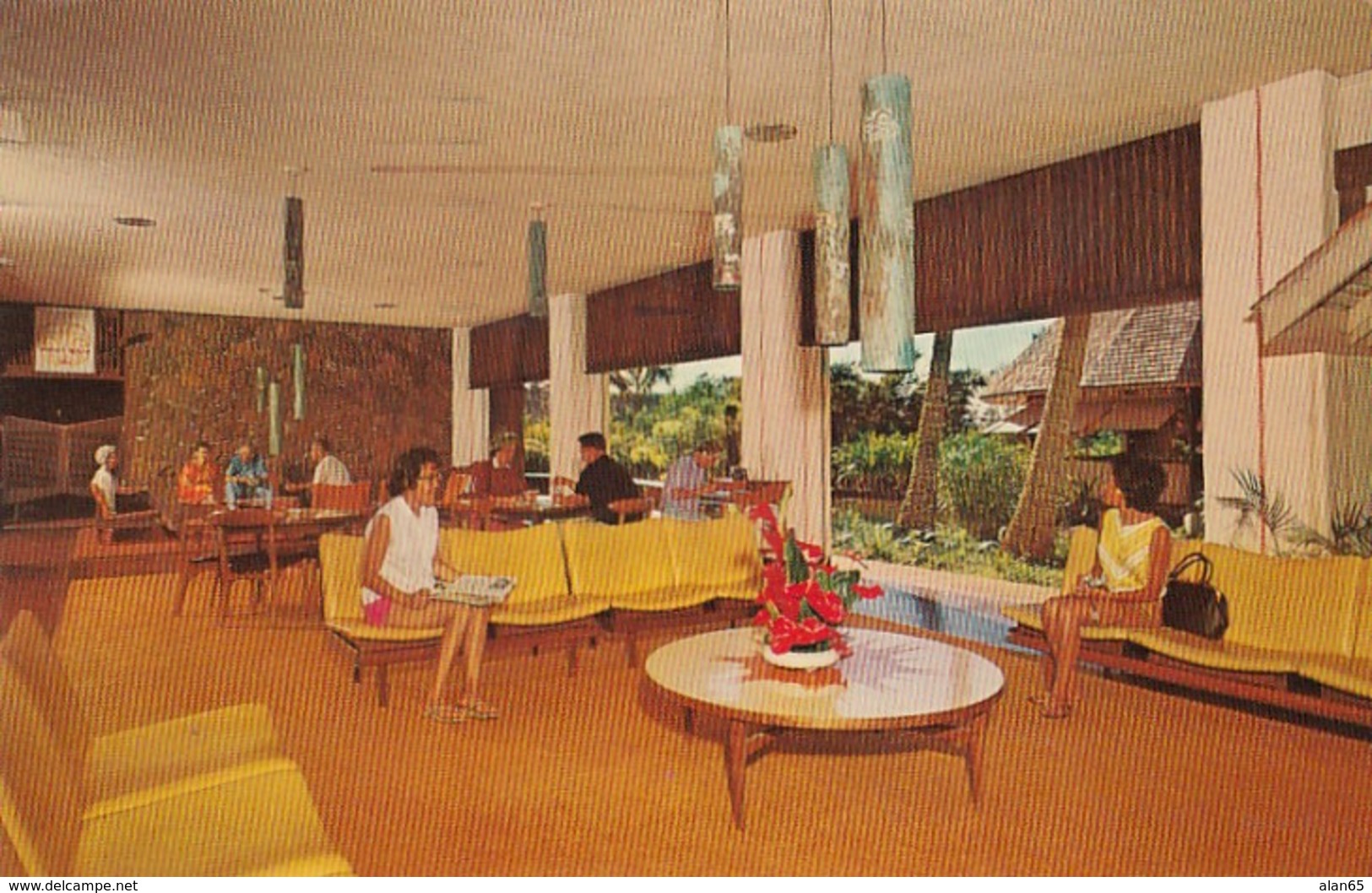 Kanapali Beach Kauai Hawaii, Kauai Surf Motel Lobby Interior View, C1960s Vintage Postcard - Kauai