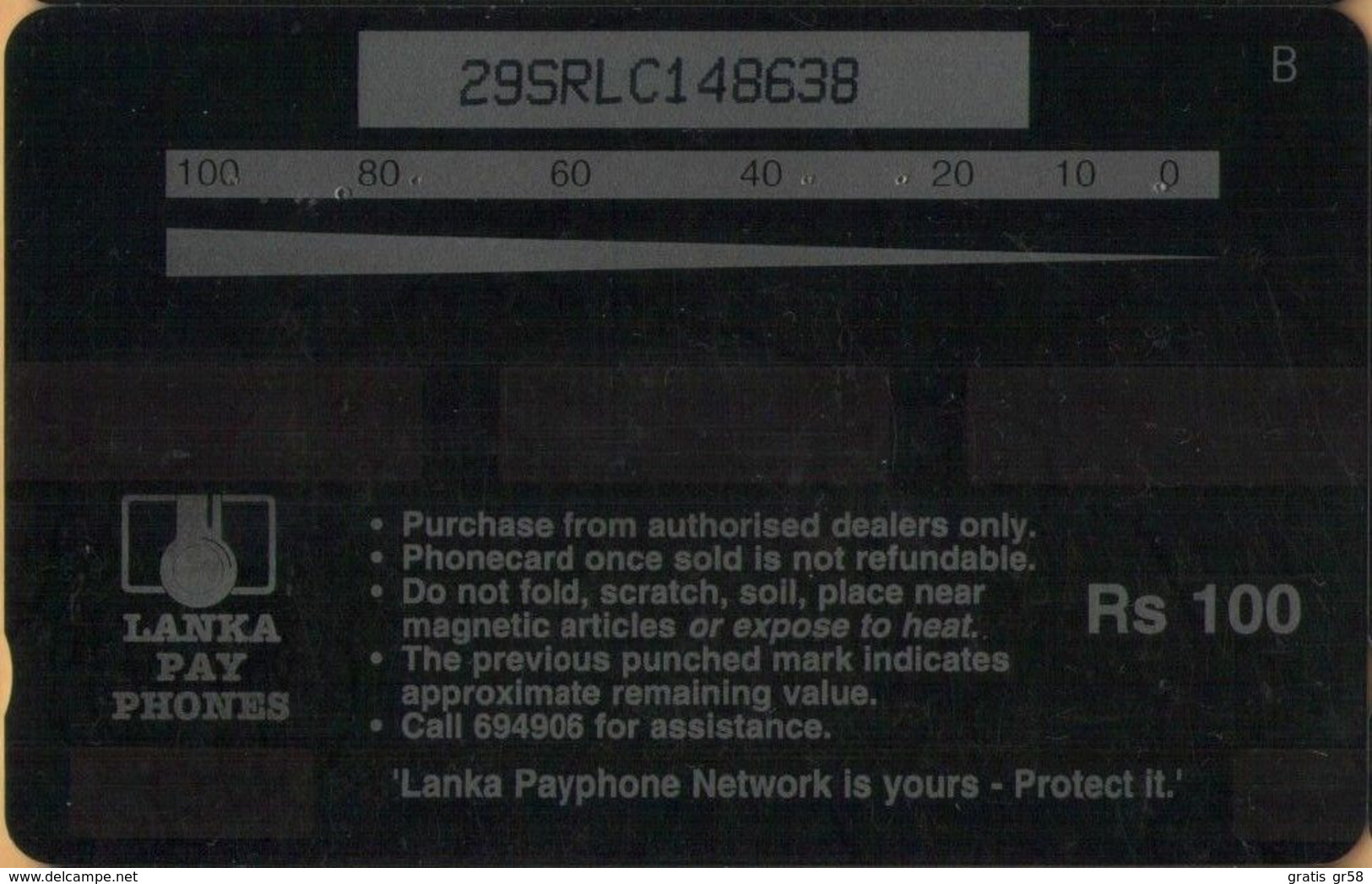 Sri Lanka (Ceylon) - SRL-29C, GPT, 29SRLC, Painted Stork ("Over 1000 Payphone Network"), Birds, Rs.100, Used - Sri Lanka (Ceylon)