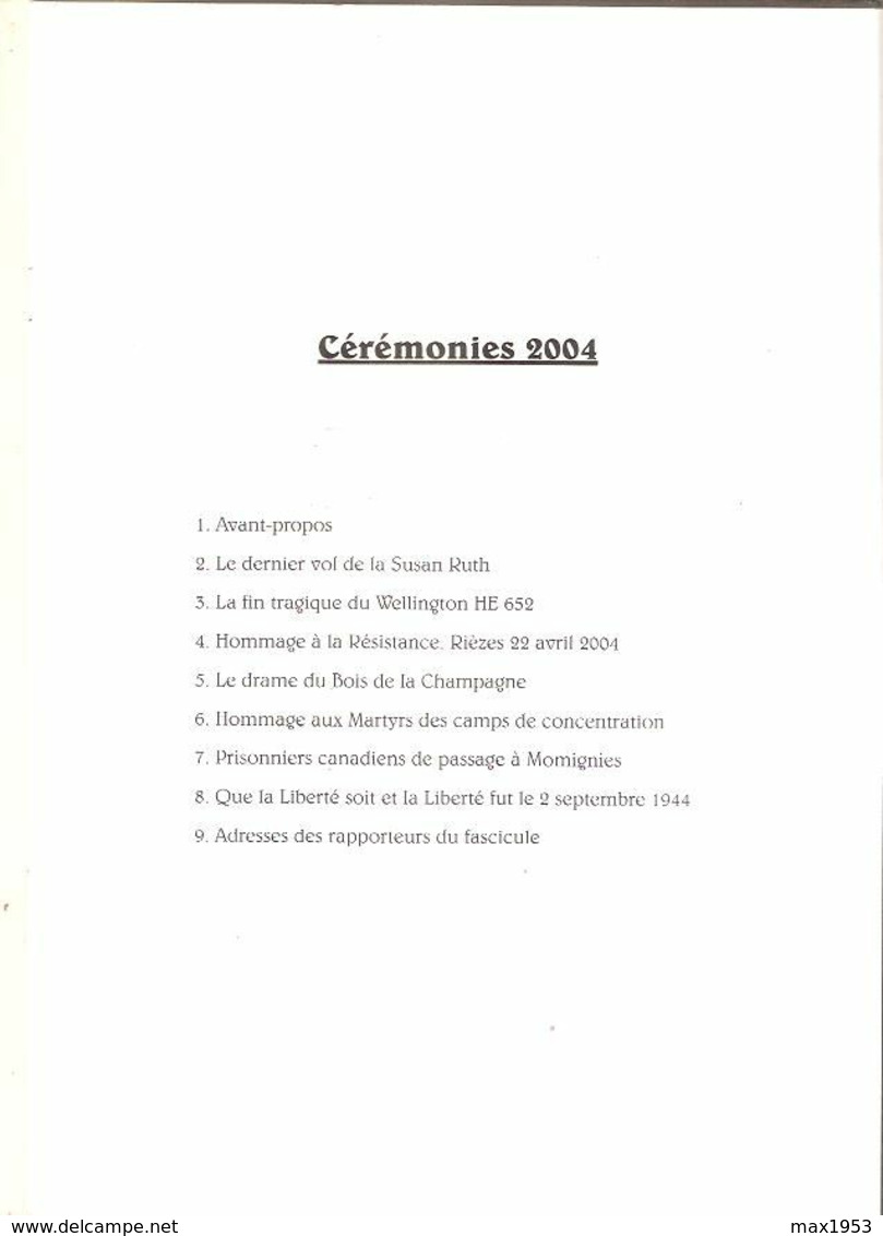 1944-2004  - Cérémonies Du 60me Anniversaire De La LIBERATION  Des Entités De CHIMAY - MOMIGNIES - Programme