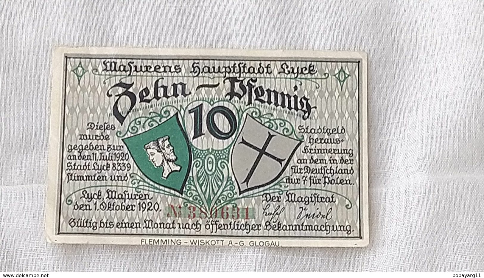 Billet Banknote Germany 10 Pfennig Maturen Notgeld Mark 1920 Paper Money #16 - Ohne Zuordnung