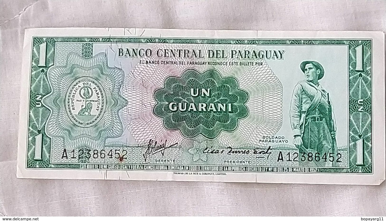 Billet Banknote  Paraguay 1 Guarani Paper Money #16 - Paraguay