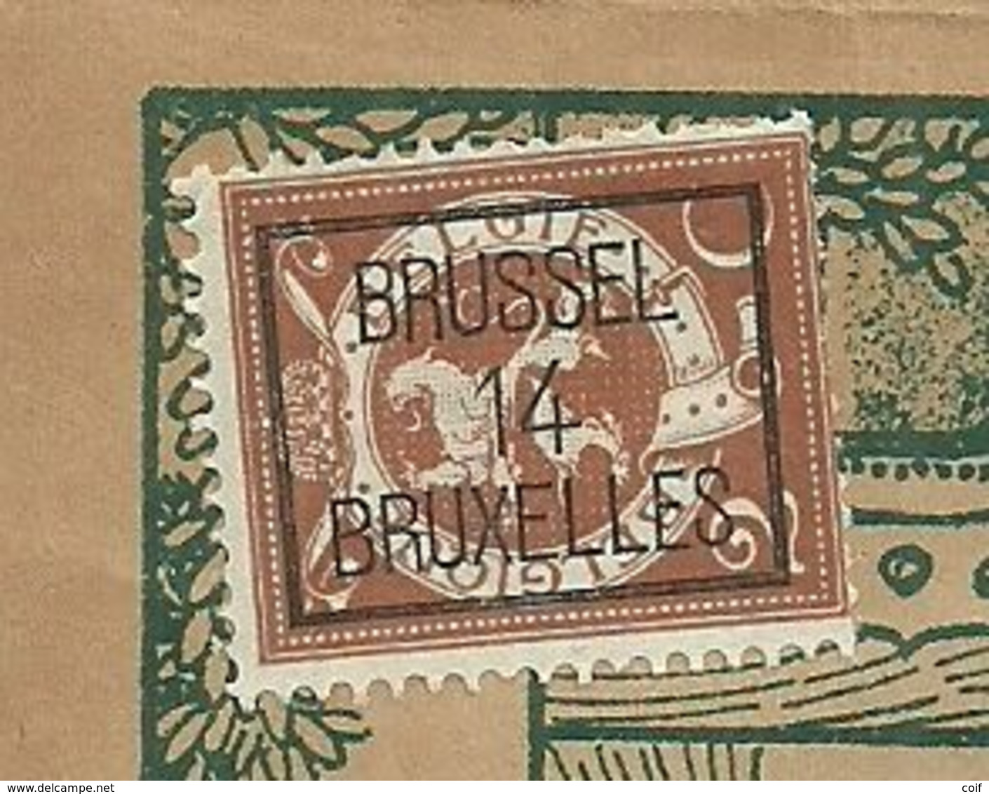 109 (preo 50) BRUXELLES Op Geillustreerd Drukwerk (imprime)  POSTBODE / HOND / AUTO - Typografisch 1912-14 (Cijfer-leeuw)