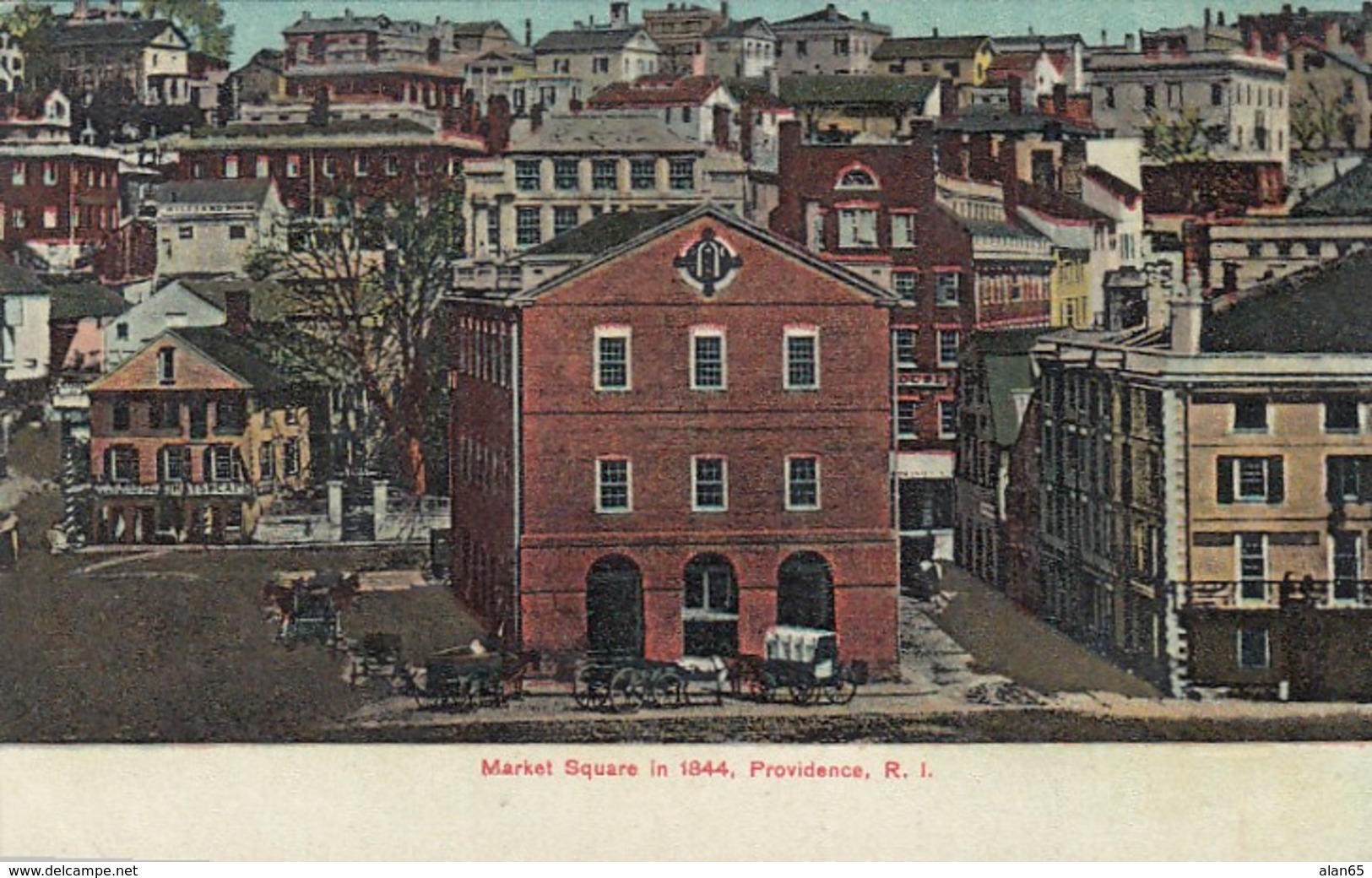 Providence Rhode Island, 'Market Square In 1844' Old View Of City C1900s/10s Vintage Postcard - Providence