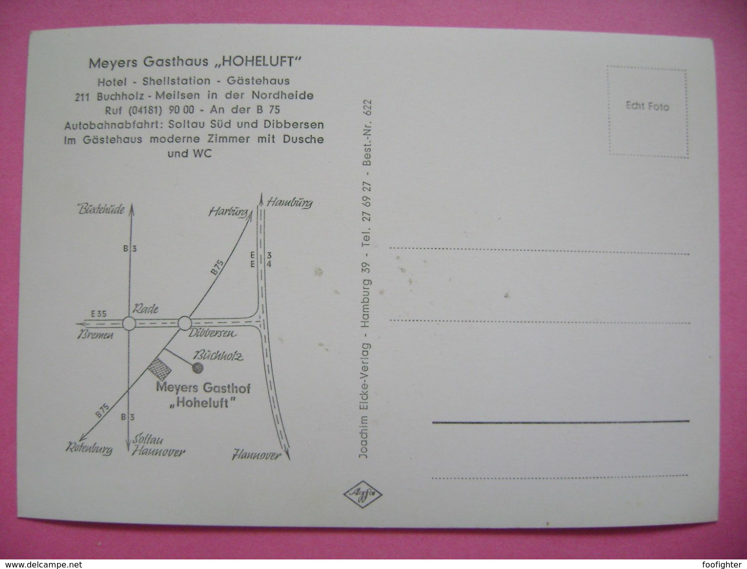 Germany: Buchholz - Meilsen - Meyers Gasthaus "Hoheluft" - Hostel, Shaellstation - Old Car Volkswagen - Ca 1960s Unused - Buchholz