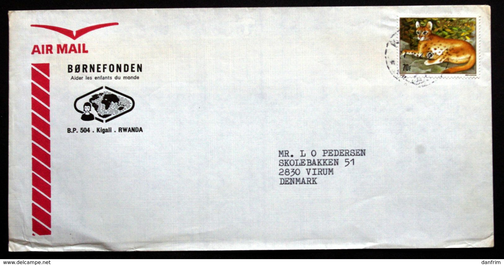 Rwanda Air Mail Cover Children's Foundation  Sent To Denmark  ( Lot 2033 ) - Other & Unclassified