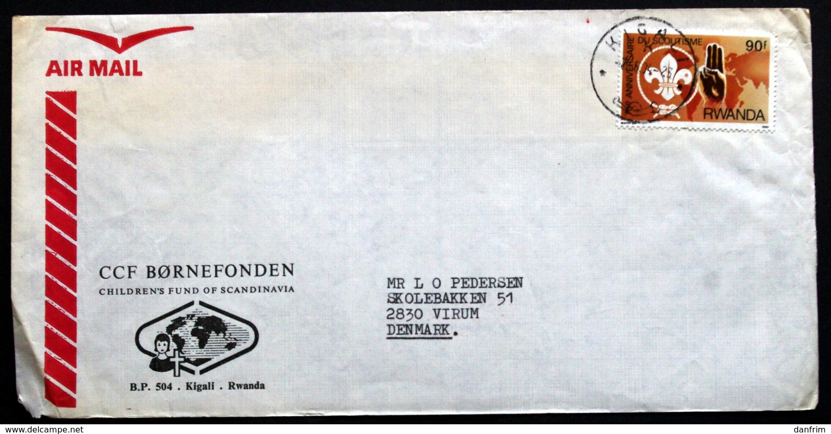 Rwanda Air Mail Cover Children's Foundation  Sent To Denmark  ( Lot 2033 ) - Other & Unclassified