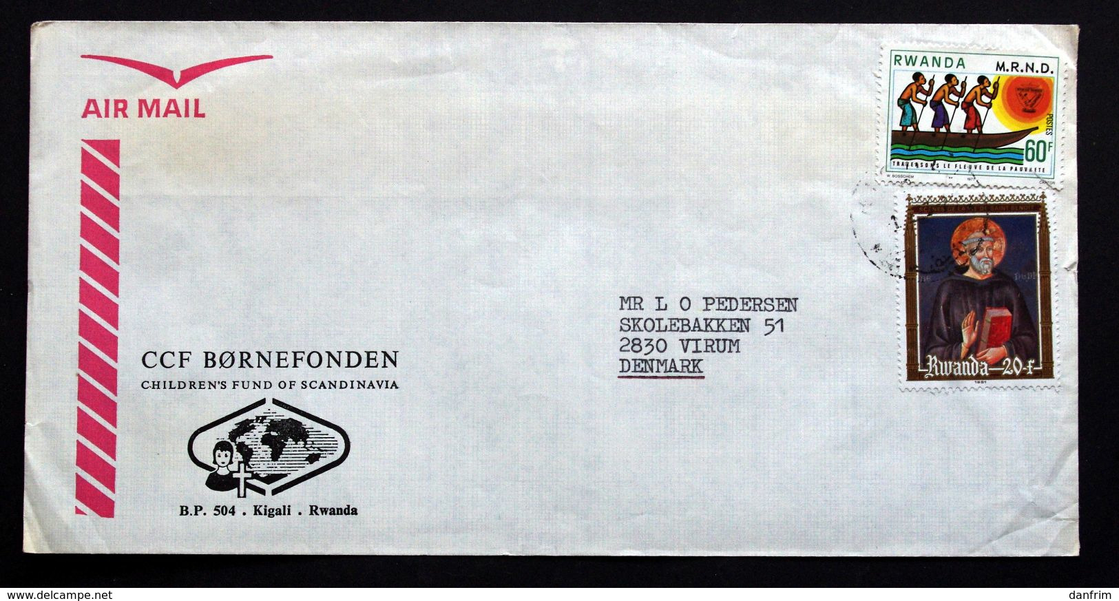 Rwanda Air Mail Cover Children's Foundation  Sent To Denmark  ( Lot 2033 ) - Autres & Non Classés