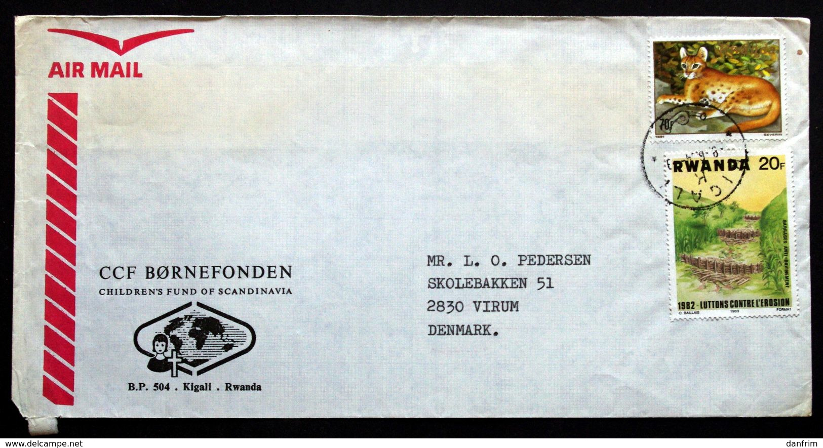 Rwanda Air Mail Cover Children's Foundation  Sent To Denmark  ( Lot 2033 ) - Otros & Sin Clasificación